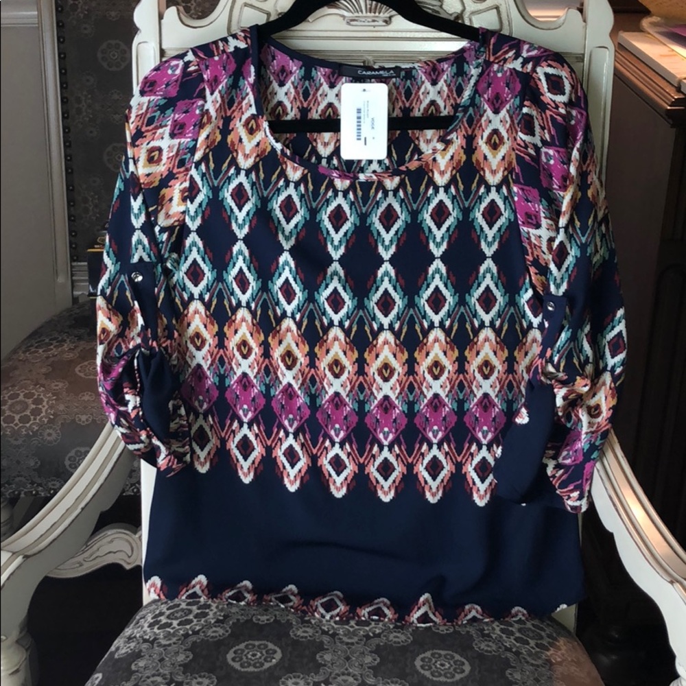 BRAND NEW!! Unique print detailed top